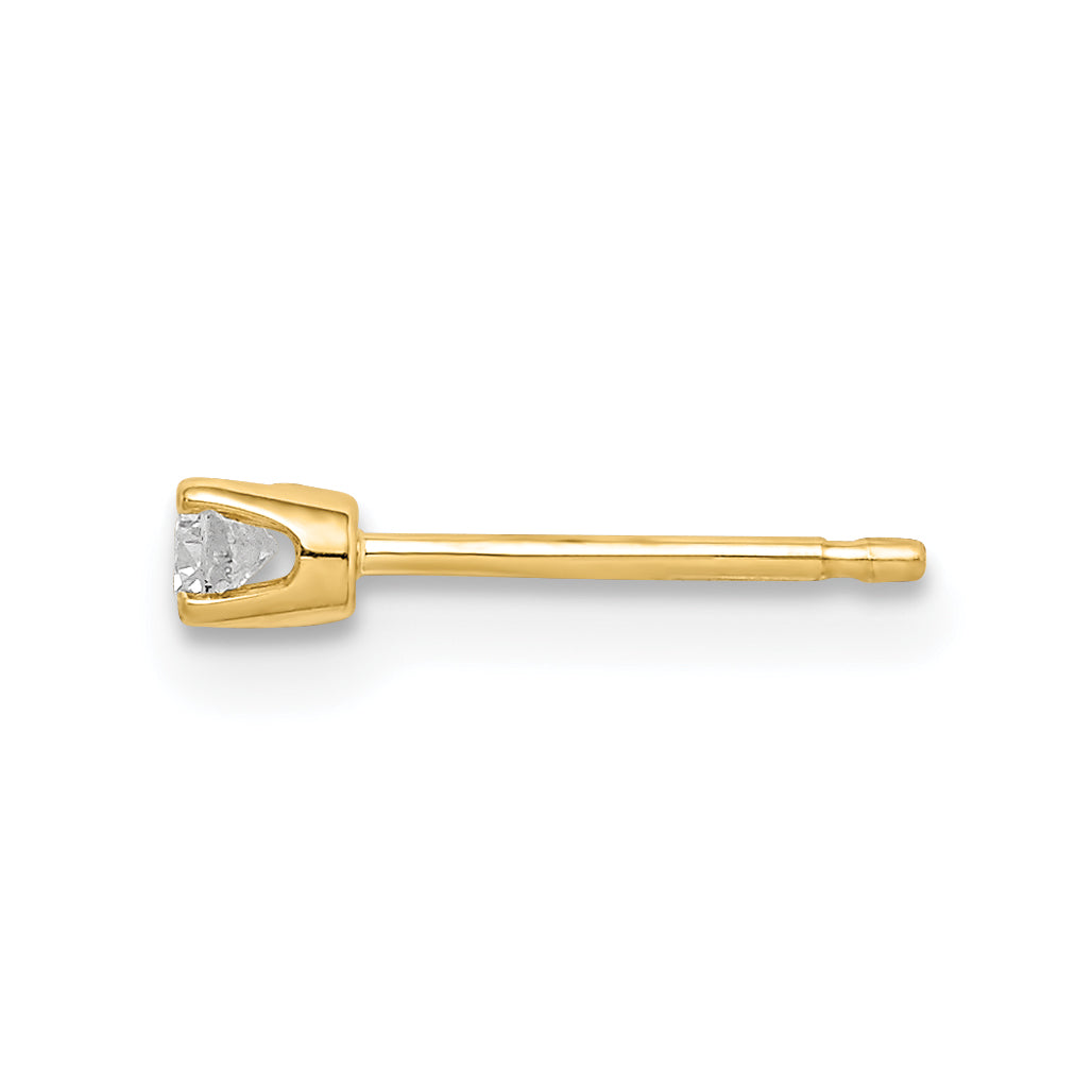 14K Yellow Gold Single Stud Diamond Earring