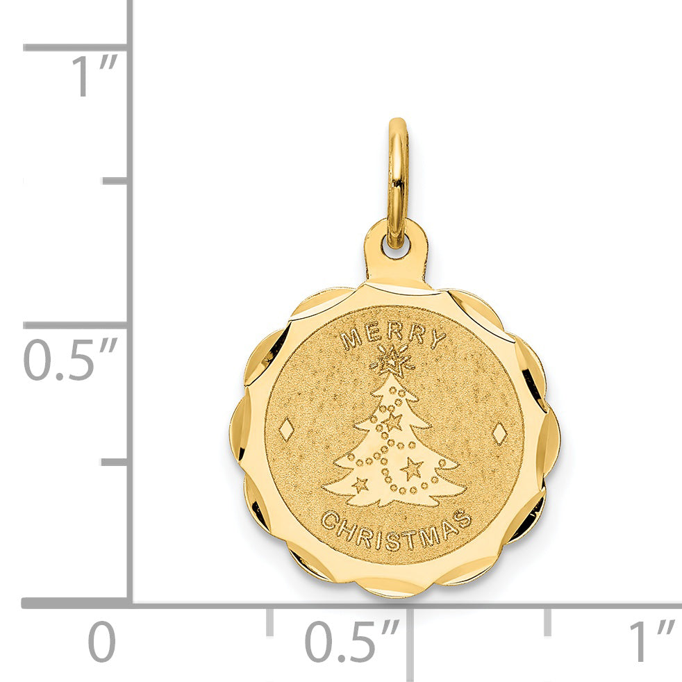 14k Yellow Gold 14k Merry Christmas Disc Charm