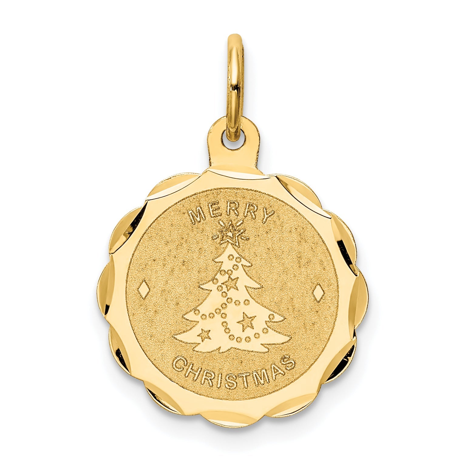 14k Yellow Gold 14k Merry Christmas Disc Charm