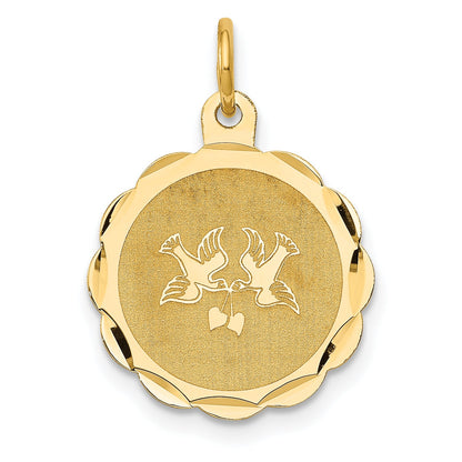 14k Yellow Gold 14k Love Birds Disc Charm