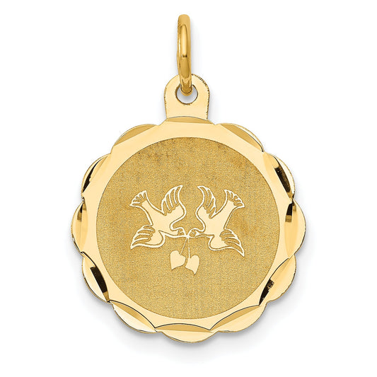 14k Yellow Gold 14k Love Birds Disc Charm