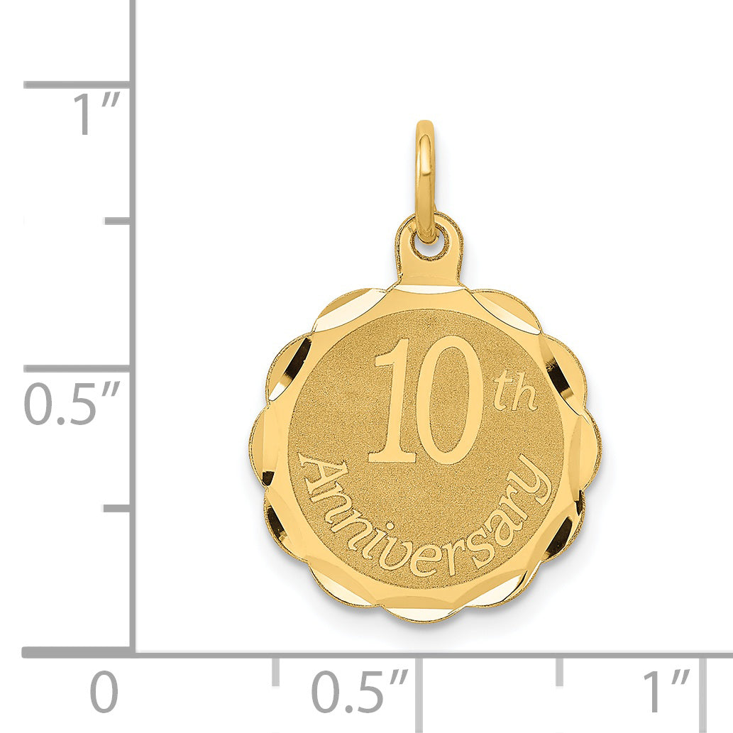 14k Yellow Gold 14K Happy 10th ANNIVERSARY Charm