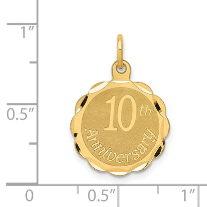 14k Yellow Gold 14K Happy 10th ANNIVERSARY Charm