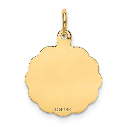 14K Yellow Gold Polished It'S A Boy Scalloped Disc Charm