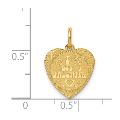 14k Yellow Gold 14k #1 GODDAUGHTER Heart Disc Charm