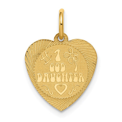 14k Yellow Gold 14k #1 GODDAUGHTER Heart Disc Charm