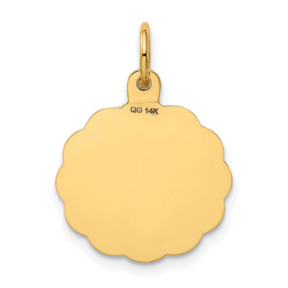 14k Yellow Gold 14k Polished IT'S A GIRL Scalloped Disc Charm