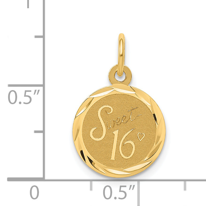 14k Yellow Gold 14k SWEET 16 Disc Charm