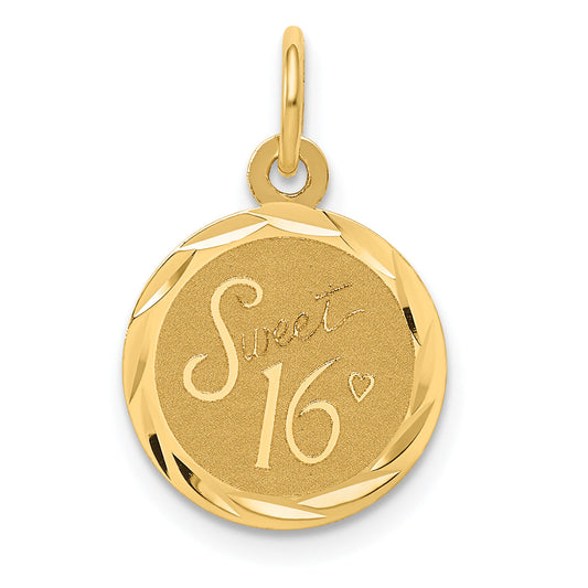 14k Yellow Gold 14k SWEET 16 Disc Charm