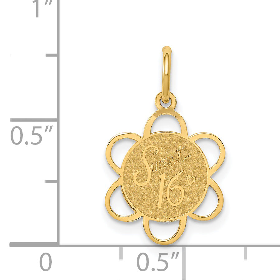 14k Yellow Gold 14k SWEET 16 Disc Charm