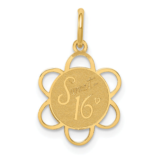 14k Yellow Gold 14k SWEET 16 Disc Charm