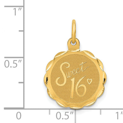 14k Yellow Gold 14k SWEET 16 Disc Charm