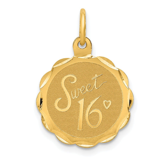 14k Yellow Gold 14k SWEET 16 Disc Charm