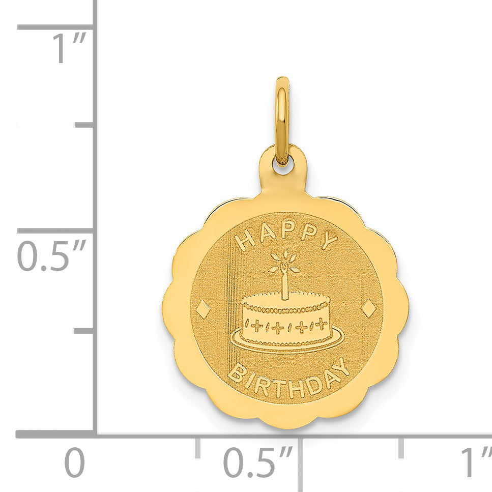14k Yellow Gold 14K Polished Satin Engraveable HAPPY BIRTHDAY Charm
