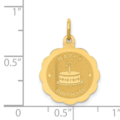 14k Yellow Gold 14K Polished Satin Engraveable HAPPY BIRTHDAY Charm