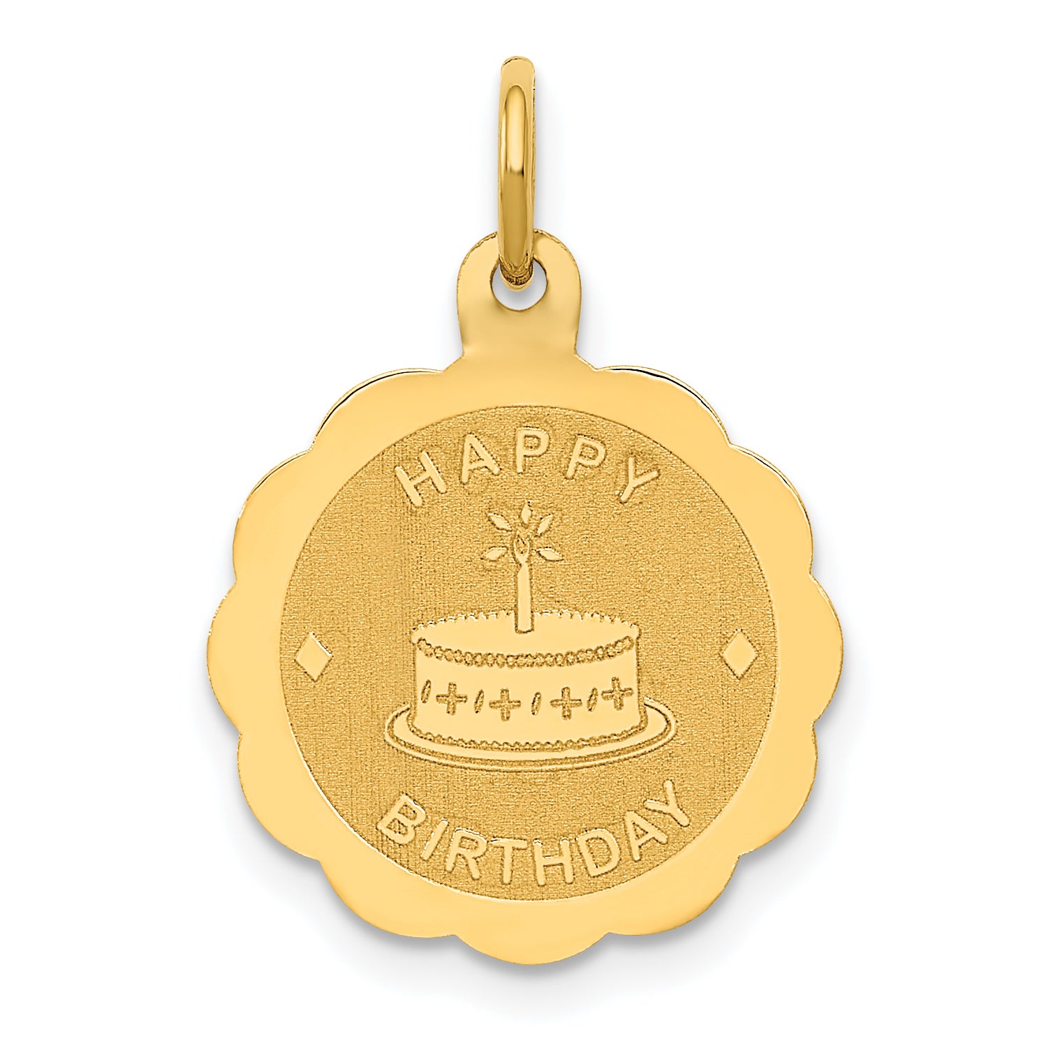 14k Yellow Gold 14K Polished Satin Engraveable HAPPY BIRTHDAY Charm