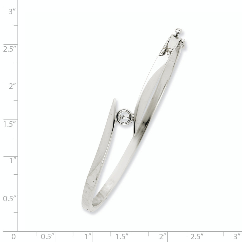 14K White Gold Complete 1/4 Carat Aa Diamond Hinged Oval Bangle Bracelet