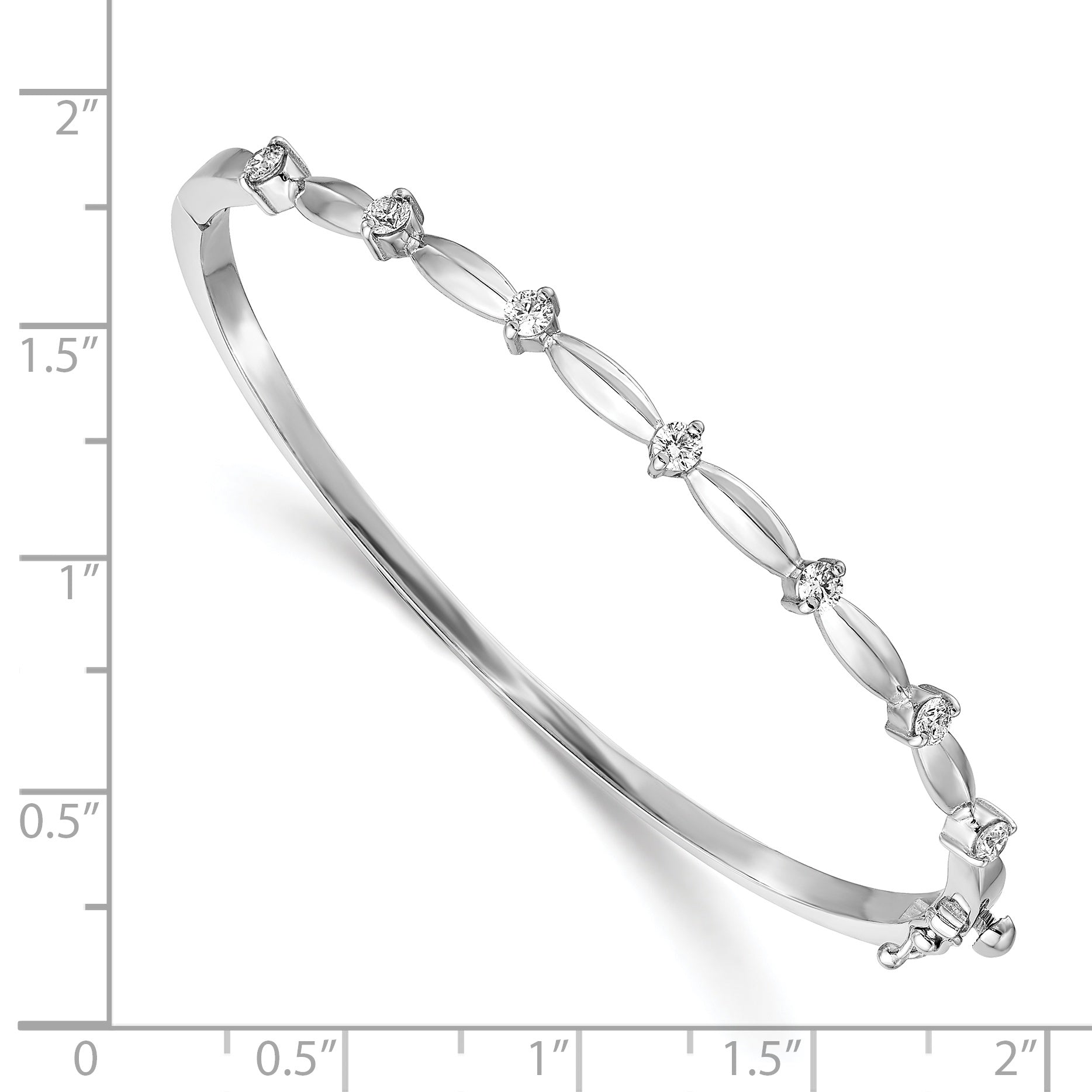 14K White Gold Complete 1/2 Carat Aaa Diamond Hinged Oval Bangle Bracelet