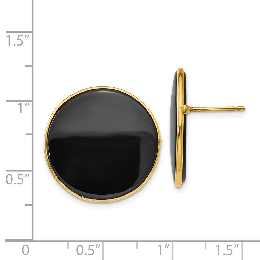 14K Yellow Gold Black Onyx Earrings