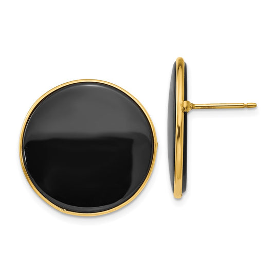 14K Yellow Gold Black Onyx Earrings