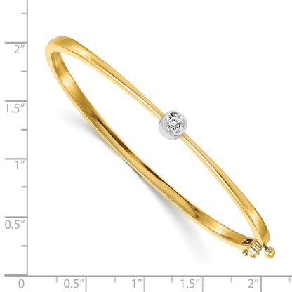 14K Two Tone Complete 1/4 Carat Vs Diamond Hinged Oval Bangle Bracelet