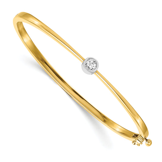 14k Two-Tone 1/4 Ct. Lab Grown Diamond VS/SI+ G+ Bezel Bangle Bracelet