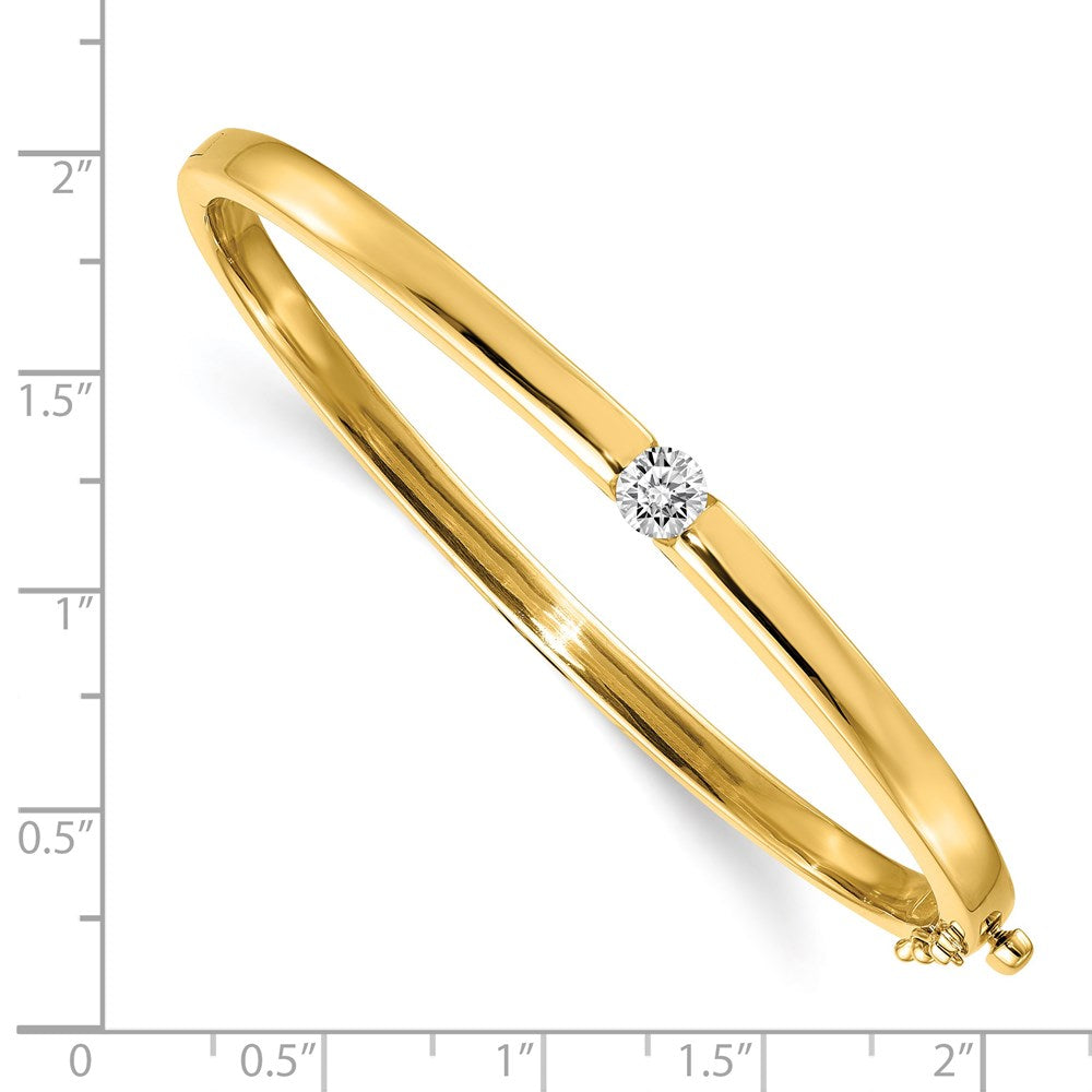 14K Yellow Gold Polished Complete 1/2 Carat Aa Diamond Hinged Oval Bangle Bracelet