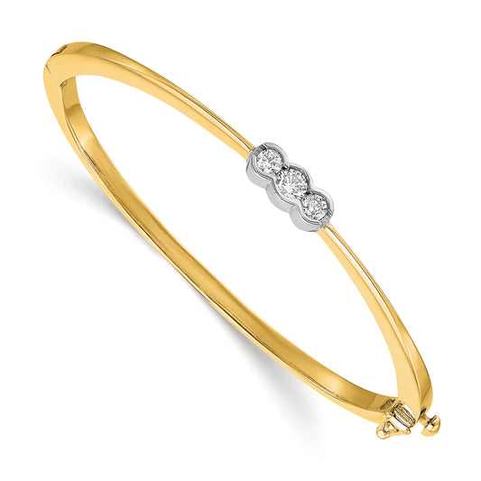 14k Two-Tone 1/4 Ct. Lab Grown Diamond VS/SI+ G+ Bangle Bracelet
