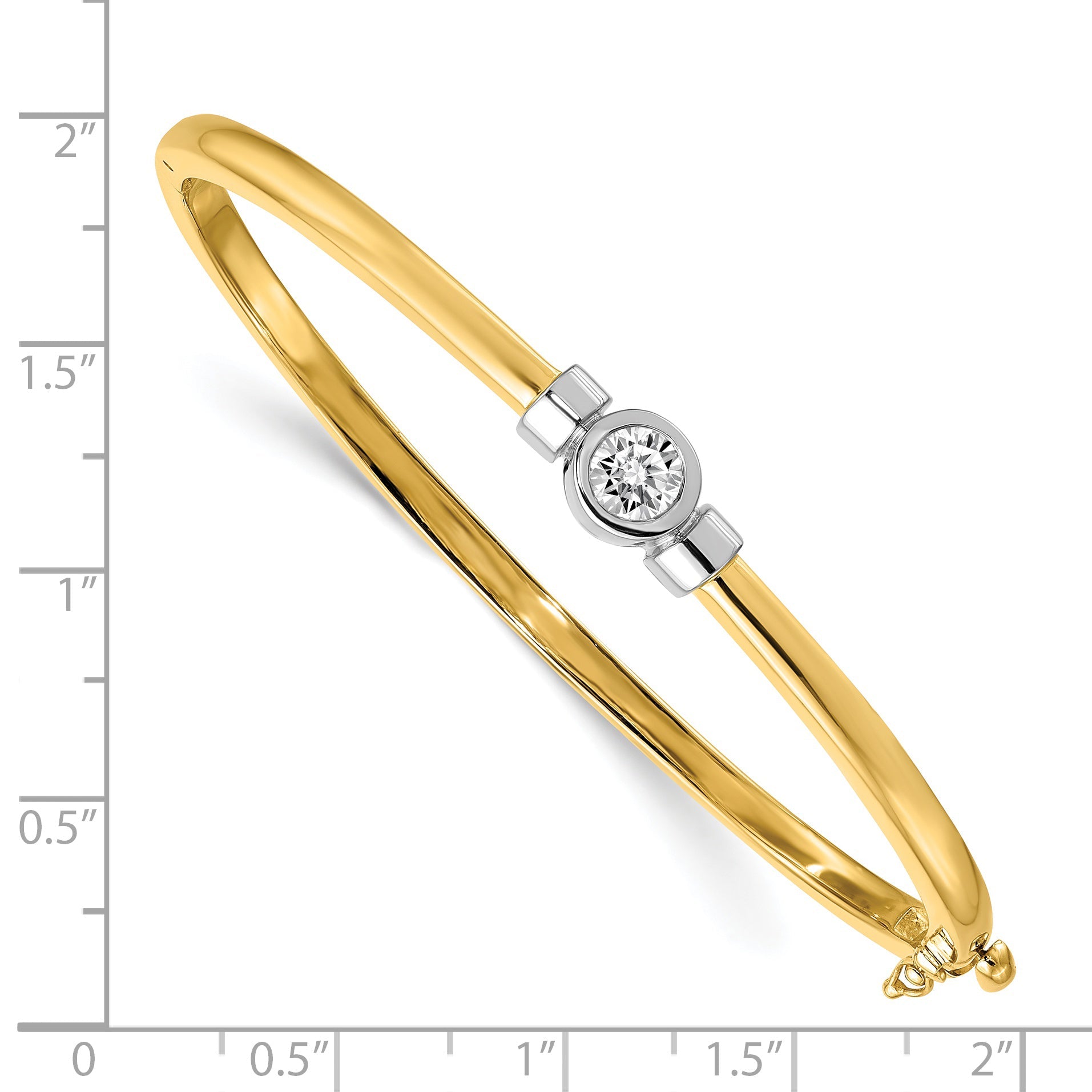 14K Two Tone Complete 1/2 Carat Vs Diamond Hinged Oval Bangle Bracelet