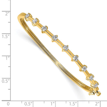 14K Yellow Gold Complete 7/8 Carat Vs Diamond Hinged Oval Bangle Bracelet