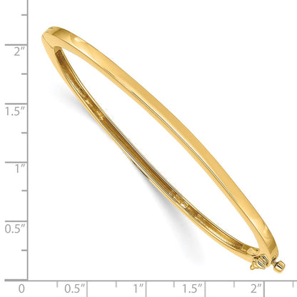 14K Yellow Gold 2.5mm Polished Solid Hinged Oval Bangle Bracelet