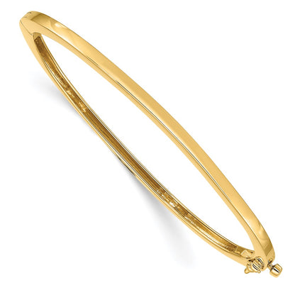 14K Yellow Gold 2.5mm Polished Solid Hinged Oval Bangle Bracelet