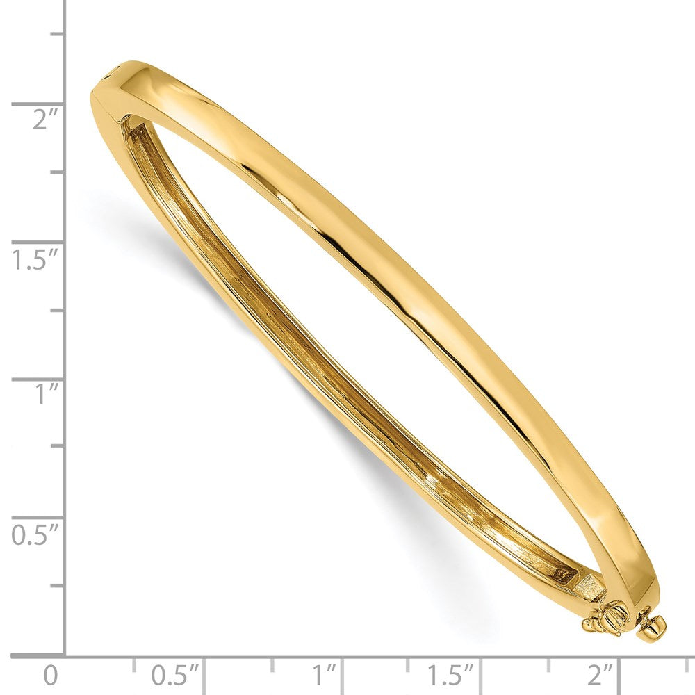 14K Yellow Gold 3.6mm Polished Solid Hinged Oval Bangle Bracelet