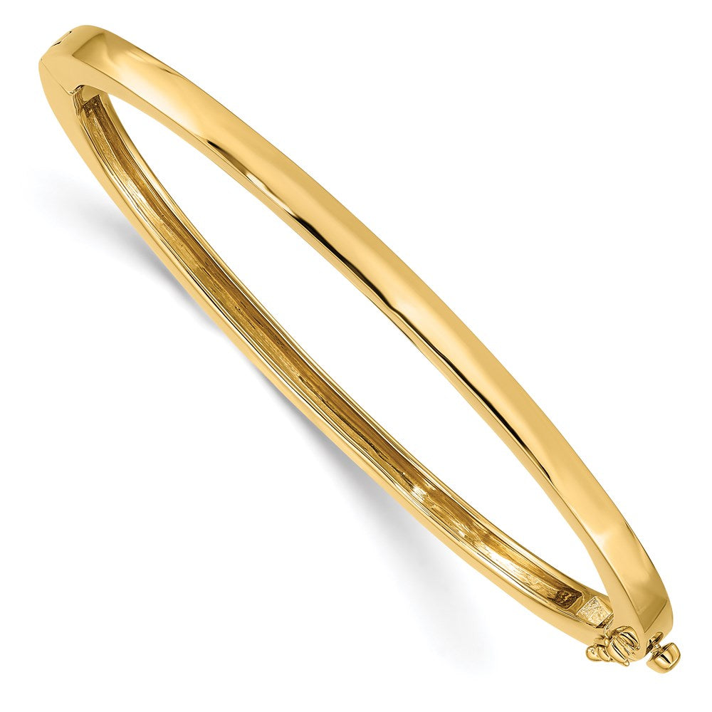 14K Yellow Gold 3.6mm Polished Solid Hinged Oval Bangle Bracelet