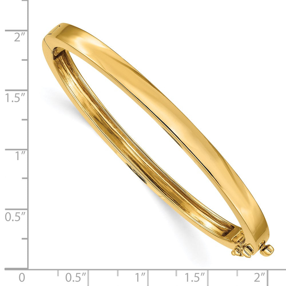 14K Yellow Gold 5.3mm Polished Solid Hinged Oval Bangle Bracelet