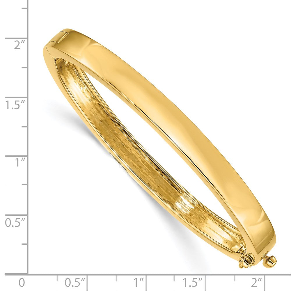14K Yellow Gold 6.3mm Polished Solid Hinged Oval Bangle Bracelet