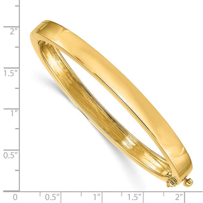 14K Yellow Gold 6.3mm Polished Solid Hinged Oval Bangle Bracelet