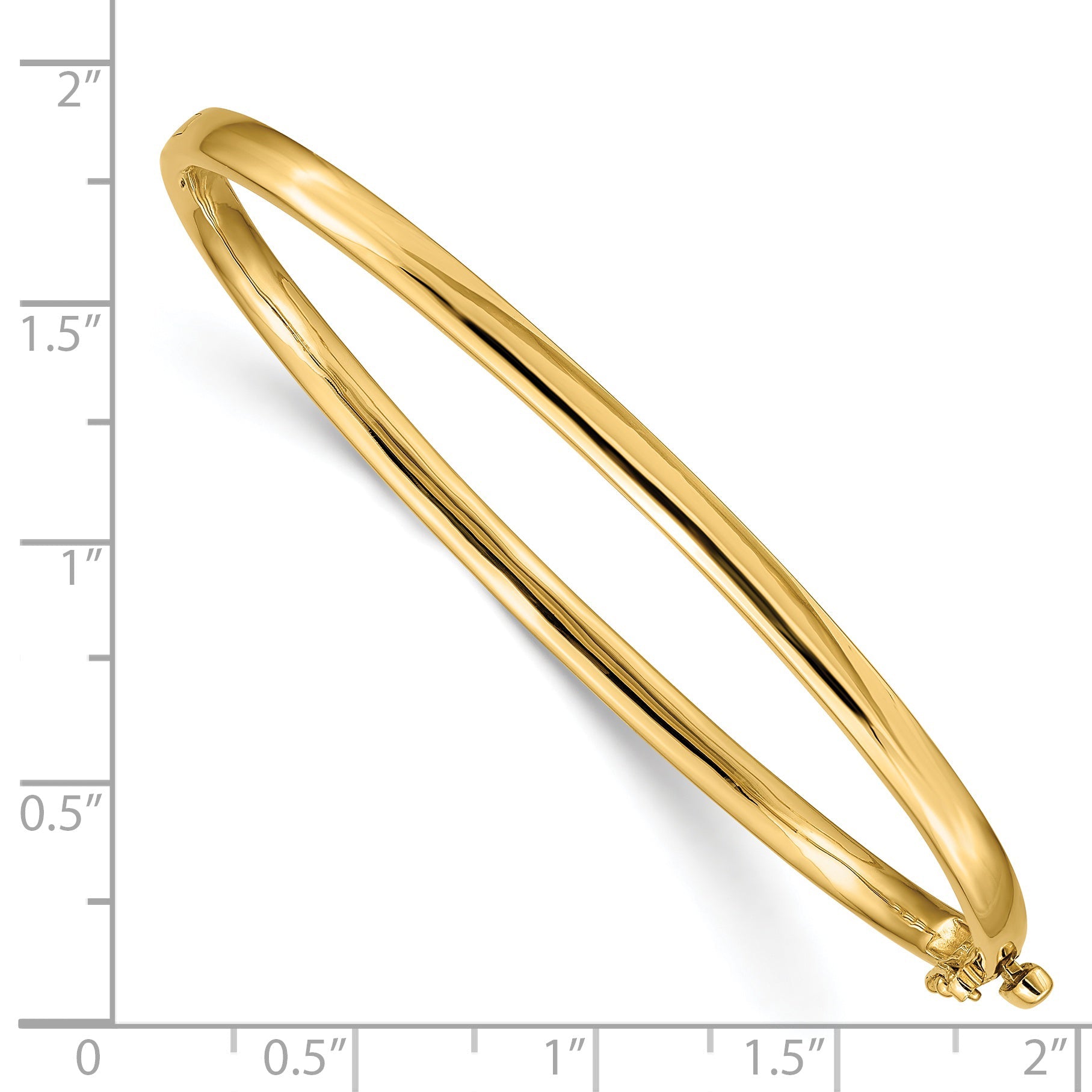 14K Yellow Gold 3.6mm Polished Solid Hinged Oval Bangle Bracelet