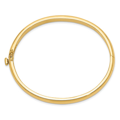 14K Yellow Gold 5.6mm Polished Solid Hinged Oval Bangle Bracelet