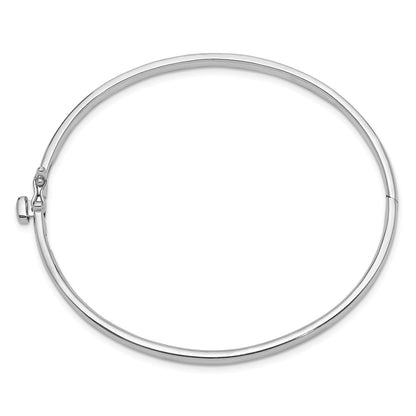 14K White Gold 3.6mm Polished Solid Hinged Oval Bangle Bracelet