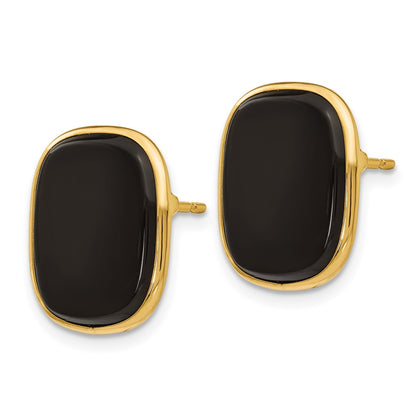 14K Yellow Gold Black Onyx Earrings