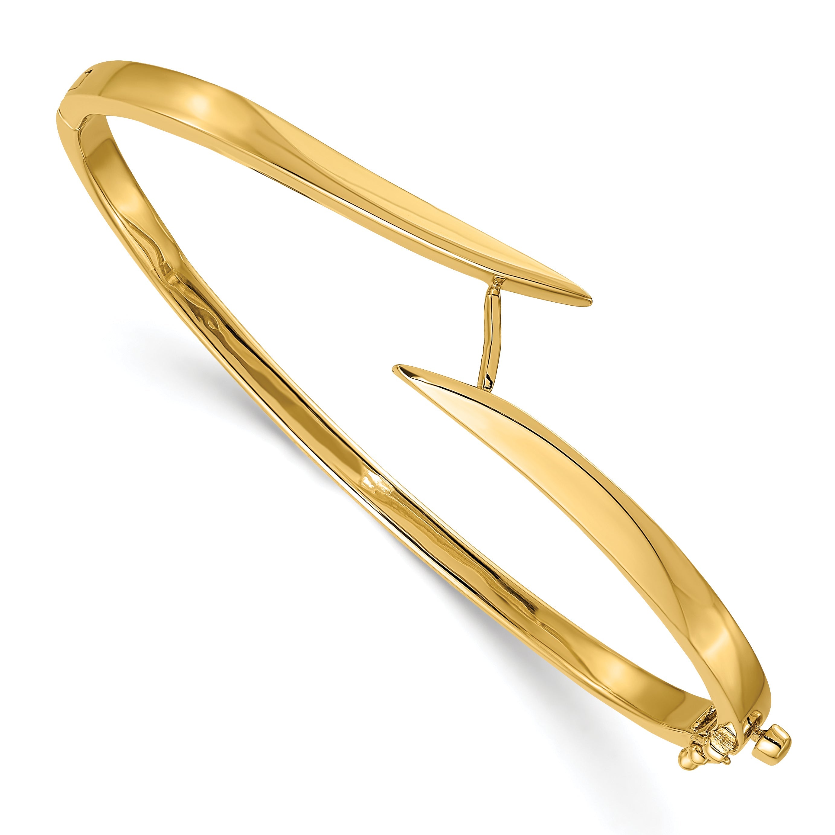 14K Two Tone Complete 1/2 Carat Vs Diamond Hinged Oval Bangle Bracelet