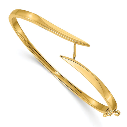 14K Two Tone Complete 1/2 Carat Vs Diamond Hinged Oval Bangle Bracelet