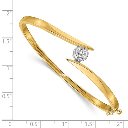14K Two Tone Complete 1/2 Carat Vs Diamond Hinged Oval Bangle Bracelet
