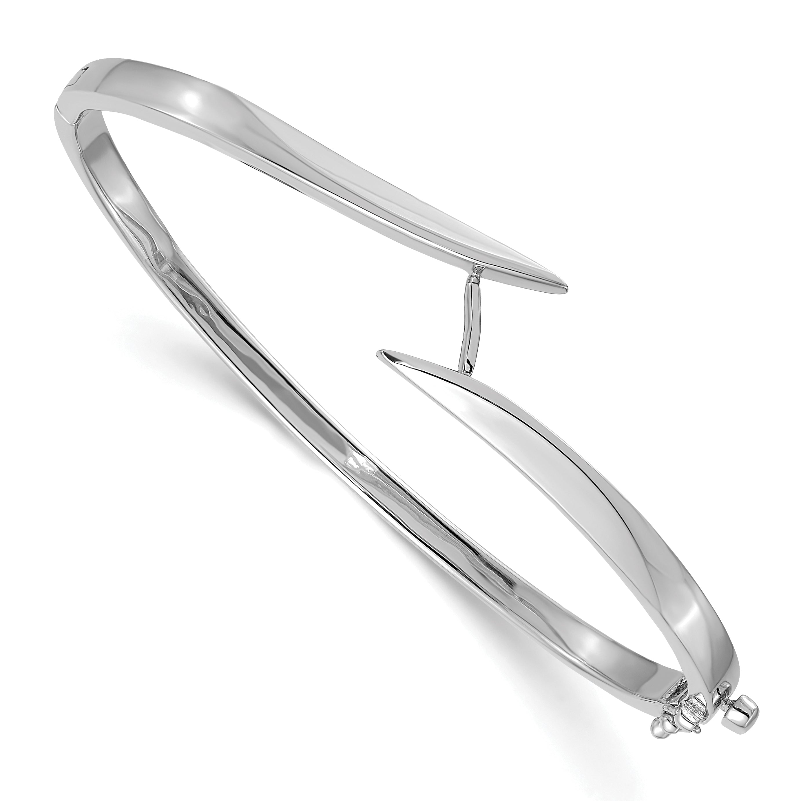 14K White Gold Complete 1/2 Carat Aaa Diamond Hinged Oval Bangle Bracelet