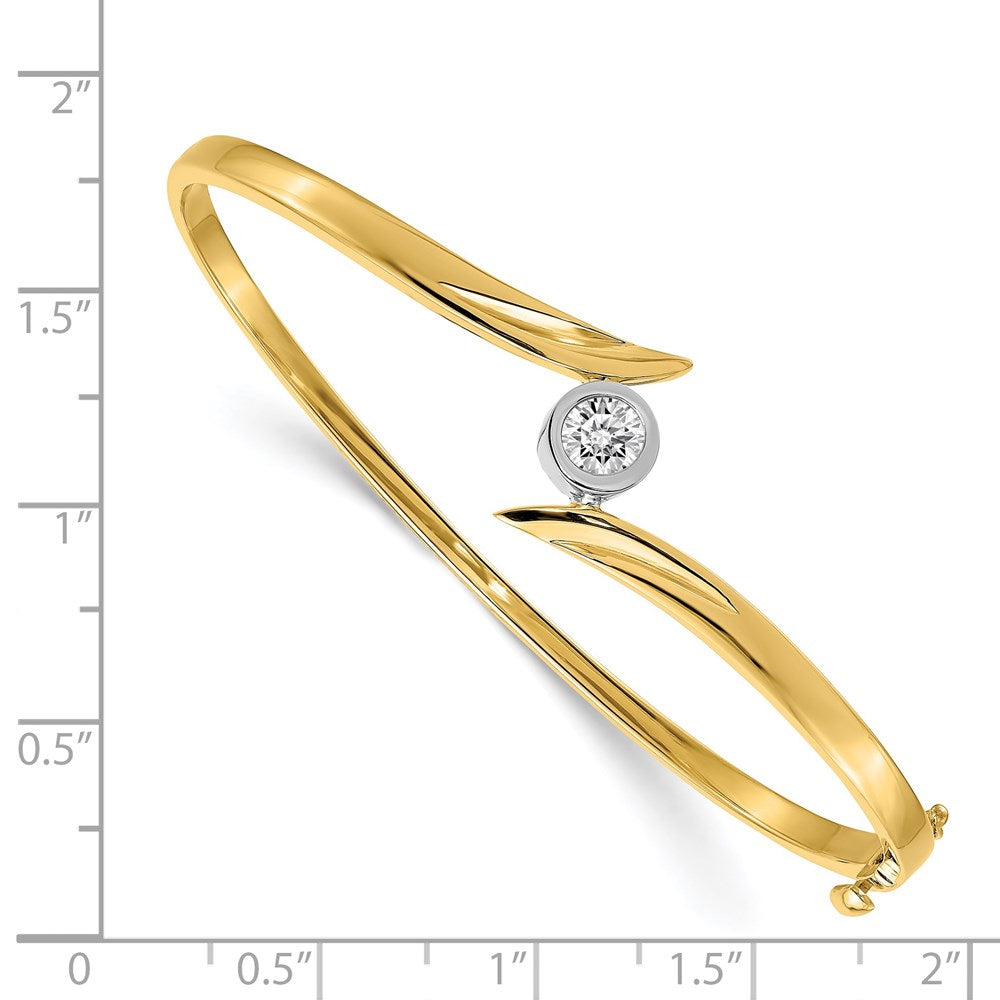 14K Two Tone Complete 1/2 Carat Aaa Diamond Hinged Oval Bangle Bracelet