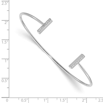 14K White Gold Diamond Bar Bangle