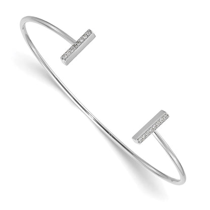 14K White Gold Diamond Bar Bangle