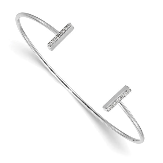 14K White Gold Diamond Bar Bangle
