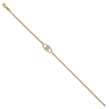 14K Yellow Gold Complete A Diamond Evil Eye 2 Strand 7 Inch Bracelet With 1 Extender